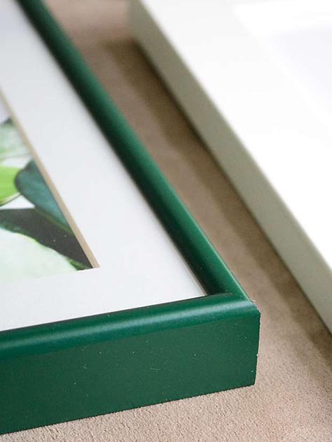 green metal frame close up